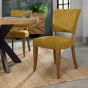Logan Rustic Oak Upholstered Chair - Mustard Velvet Fabric (Pair) by Bentley Designs | Style Our Home