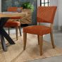 Logan Rustic Oak Upholstered Chair - Rust Velvet Fabric (Pair)