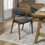 Camden Rustic Oak Upholstered Chair in a Dark Grey Fabric (Pair) by Bentley Designs | Style Our Home