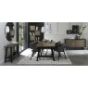 Camden Weathered Oak & Peppercorn 6-8 Seater Table & 6 Arm Chairs in Dark Grey Fabric by Bentley Designs | Style Our Home