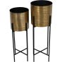 Clyde Floor Standing Brass Set of 2 Planters on Black Stands By Libra | Style Our Home