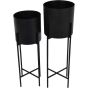 Clyde Floor Standing Matt Black Set of 2 Planters on Black Stands By Libra | Style Our Home