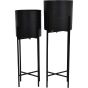 Clyde Floor Standing Matt Black Set of 2 Planters on Black Stands By Libra | Style Our Home
