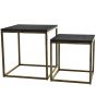 Kerby Iron Set of 2 Side Tables in Aged Champagne Finish with Galaxy Slate