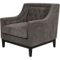 Theodore Buttoned Armchair in Warm Grey Fabric By Libra | Style Our Home