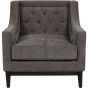 Theodore Buttoned Armchair in Warm Grey Fabric By Libra | Style Our Home