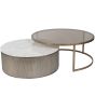 Belvedere Aged Gold Set of 2 Nesting Coffee Tables with Marble and Tinted Glass By Libra | Style Our Home