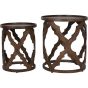 Kielder Solid Carved Wooden Set of 2 Nesting Side Tables in Dark Brown by Libra | Style Our Home