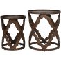 Kielder Solid Carved Wooden Set of 2 Nesting Side Tables in Dark Brown by Libra | Style Our Home