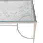 Laura Ashley Aria Etched Glass Distressed White Iron Coffee Table by Libra Designs | Style Our Home
