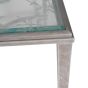 Laura Ashley Aria Etched Glass Distressed White Iron Coffee Table by Libra Designs | Style Our Home
