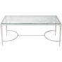 Laura Ashley Aria Etched Glass Distressed White Iron Coffee Table by Libra Designs | Style Our Home
