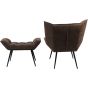 Christine Occasional Chair with Footstool in Brown Velour