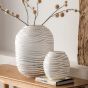 Andorra Handblown Carved Glass Vase White