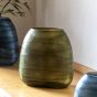Sintra Handblown Carved Glass Vase Olive