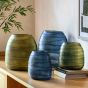 Sintra Handblown Carved Glass Vase Olive