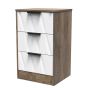 Las Vegas 3 Drawer Bedside Cabinet in White Matt & Vintage Oak by Welcome Furniture | Style Our Home