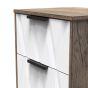 Las Vegas 3 Drawer Bedside Cabinet in White Matt & Vintage Oak by Welcome Furniture | Style Our Home
