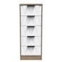 Las Vegas 5 Drawer Bedside Cabinet in White Matt & Vintage Oak by Welcome Furniture | Style Our Home