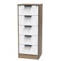 Las Vegas 5 Drawer Bedside Cabinet in White Matt & Vintage Oak by Welcome Furniture | Style Our Home