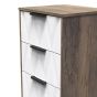 Las Vegas 5 Drawer Bedside Cabinet in White Matt & Vintage Oak by Welcome Furniture | Style Our Home