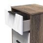 Las Vegas 5 Drawer Bedside Cabinet in White Matt & Vintage Oak by Welcome Furniture | Style Our Home