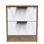 Las Vegas 2 Drawer Bedside Cabinet in White Matt & Vintage Oak