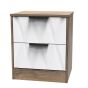 Las Vegas 2 Drawer Bedside Cabinet in White Matt & Vintage Oak
