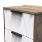 Las Vegas 2 Drawer Bedside Cabinet in White Matt & Vintage Oak