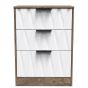 Nashville-3 Drawer Bedside Cabinet in White Matt & Vintage Oak by Welcome Furniture | Style Our Home