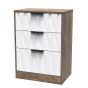 Nashville-3 Drawer Bedside Cabinet in White Matt & Vintage Oak by Welcome Furniture | Style Our Home