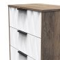 Nashville-3 Drawer Bedside Cabinet in White Matt & Vintage Oak by Welcome Furniture | Style Our Home