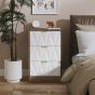 Las Vegas 3 Drawer Bedside Cabinet in White Matt & Vintage Oak by Welcome Furniture | Style Our Home