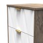 Las Vegas 3 Drawer Bedside Cabinet in White Matt & Vintage Oak by Welcome Furniture | Style Our Home