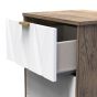Las Vegas 3 Drawer Bedside Cabinet in White Matt & Vintage Oak by Welcome Furniture | Style Our Home
