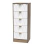 Las Vegas 5 Drawer Bedside Cabinet in White Matt & Vintage Oak by Welcome Furniture | Style Our Home