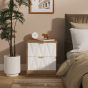 Las Vegas 2 Drawer Bedside Cabinet in White Matt & Vintage Oak