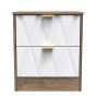 Las Vegas 2 Drawer Bedside Cabinet in White Matt & Vintage Oak