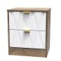 Las Vegas 2 Drawer Bedside Cabinet in White Matt & Vintage Oak