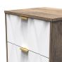 Las Vegas 2 Drawer Bedside Cabinet in White Matt & Vintage Oak