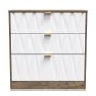 Las Vegas 3 Drawer Deep Chest in White Matt & Vintage Oak