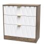 Las Vegas 3 Drawer Deep Chest in White Matt & Vintage Oak
