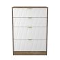 Las Vegas 4 Drawer Deep Chest in White Matt & Vintage Oak