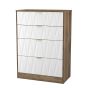 Las Vegas 4 Drawer Deep Chest in White Matt & Vintage Oak