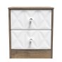 San Jose 2 Drawer Bedside Cabinet in White Matt, Vintage Oak