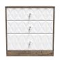 San Jose 3 Drawer Deep Chest in White Matt & Vintage Oak