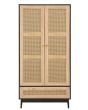 Croxley 2 Door 1 Drawer Rattan Wardrobe Black by Birlea | Style Our Home