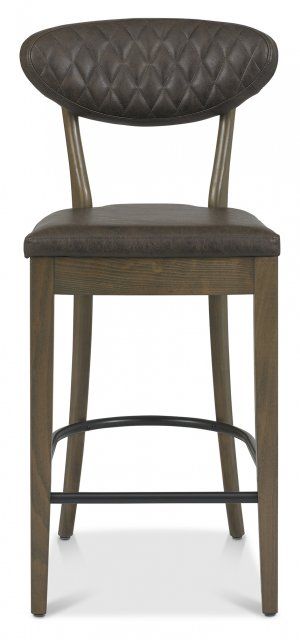 Ellipse Fumed Oak Upholstered Bar Stool - Old West Vintage (Pair) by Bentley Designs | Style Our Home
