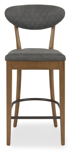 Ellipse Rustic Oak Upholstered Bar Stool - Dark Grey Fabric (Pair) by Bentley Designs | Style Our Home