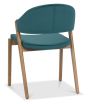 Camden Rustic Oak Upholstered Chair in an Azure Velvet Fabric (Pair) by Bentley Designs | Style Our Home